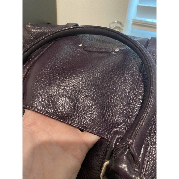 Cole Haan Gramercy Archer Purple Leather Shoulder Bag Handles Crossbody Strap - Picture 6 of 14